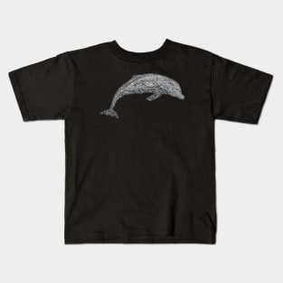 Dotwork Dolphin Art Print Kids T-Shirt